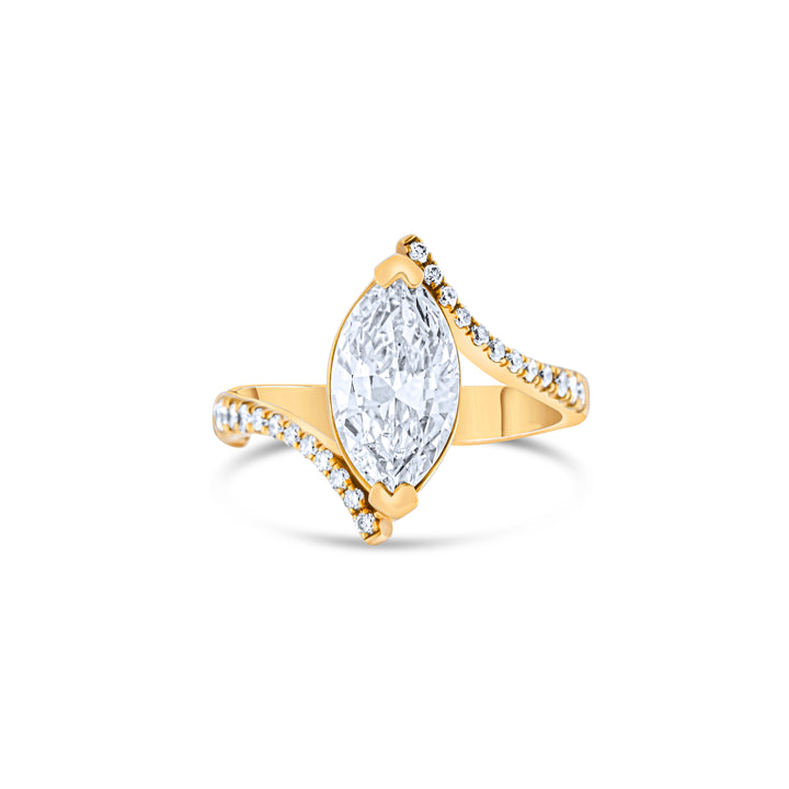 14K Yellow Gold Marquise Cut Diamond Engagement Ring 2.20 Ct