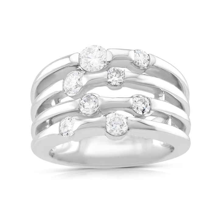 14K White Gold Diamond Anniversary Ring 1 Ct