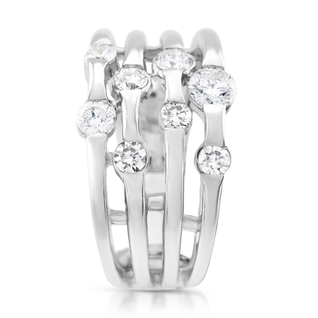 14K White Gold Diamond Anniversary Ring 1 Ct