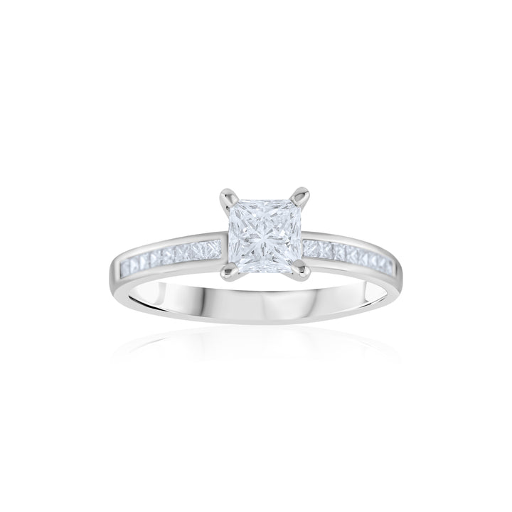 14K White Gold Princess Cut Diamond Engagement Ring ~ 1 Ct