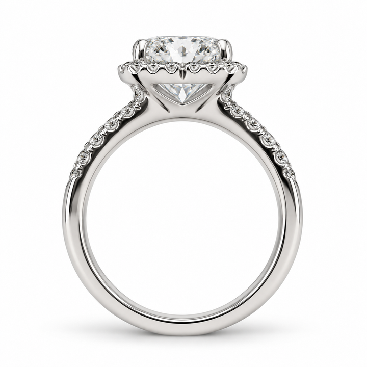 18K White Gold Diamond Halo Heart-Shaped Engagement Ring 2 1/3 Ct
