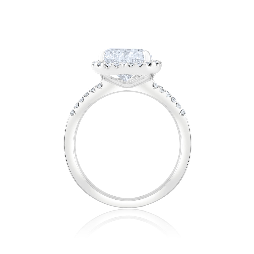 18K White Gold Diamond Halo Heart-Shaped Engagement Ring 2 1/3 Ct