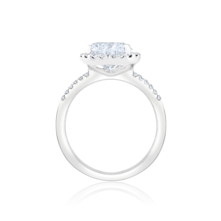 18K White Gold Diamond Halo Heart-Shaped Engagement Ring 2 1/3 Ct