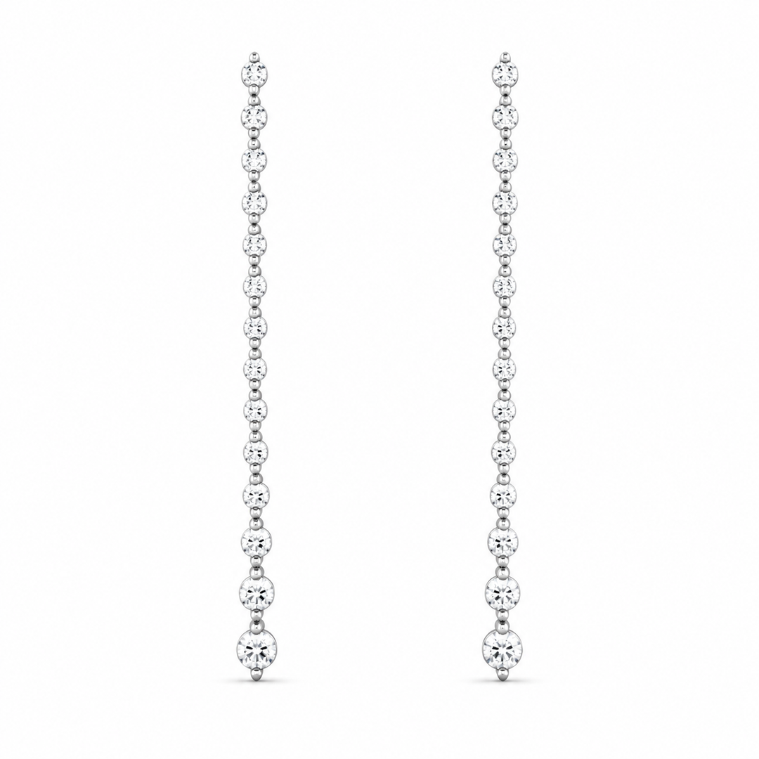 14K White Gold Diamond Graduated Drop Earrings 2 2/3 Ct