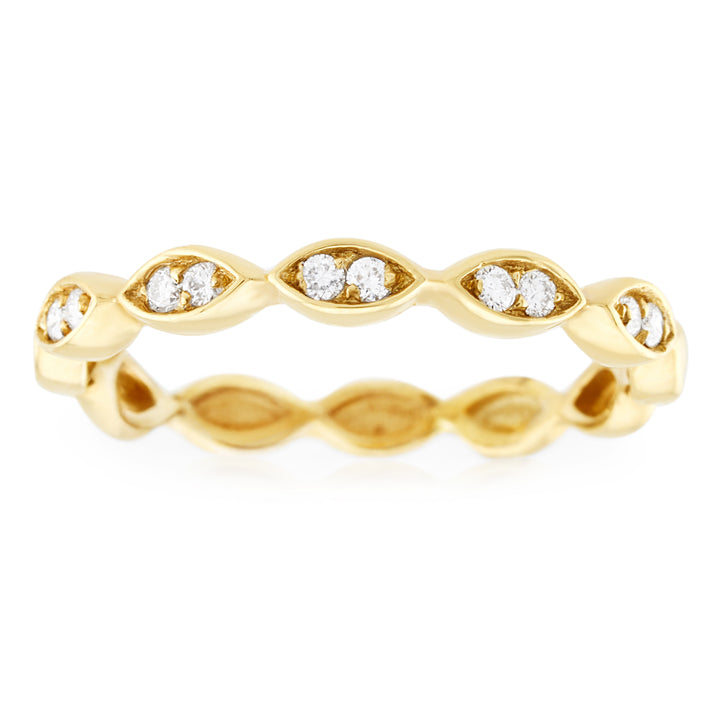 14K Yellow Gold Diamond Marquise Motif Band 1/6 Ct