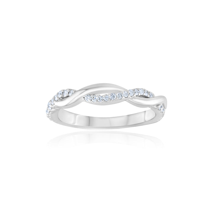 14K White Gold Diamond Stackable Twist Band ~ ¼ Ct