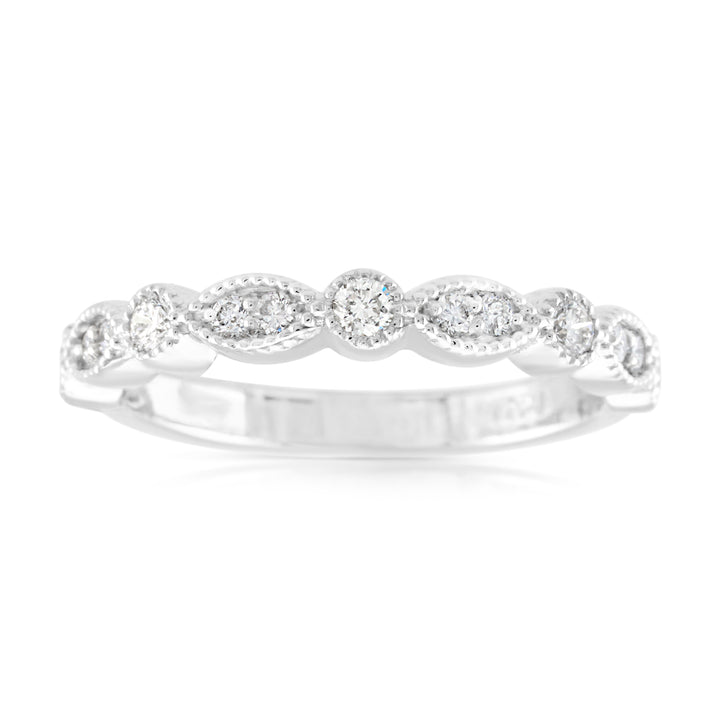 14K White Gold Diamond Stackable Band ¼ Ct