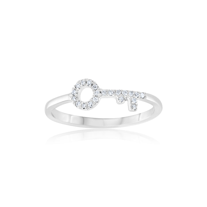 14K White Gold Diamond Key Band 1/10 Ct