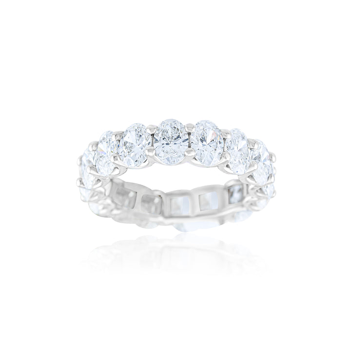 14K White Gold Oval Cut Diamond Eternity Band 5.05 Ct