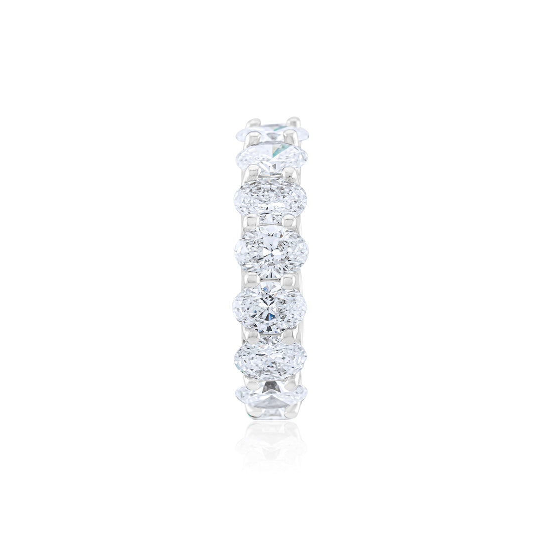 14K White Gold Oval Cut Diamond Eternity Band 5.05 Ct