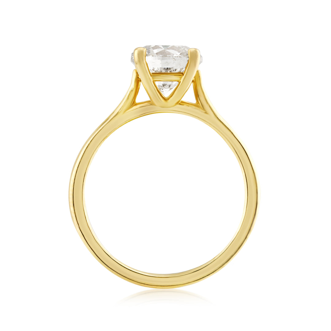 14K Yellow Gold Classic Solitaire Diamond Ring 2.08 Ct