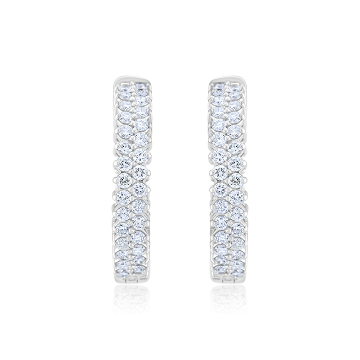 14K White Gold Diamond Inside-Out Hoop Earrings ~ 2 Ct