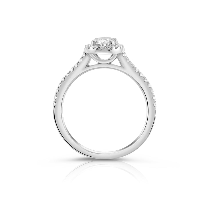 14K White Gold Oval Diamond Halo Engagement Ring ~ 1 Ct