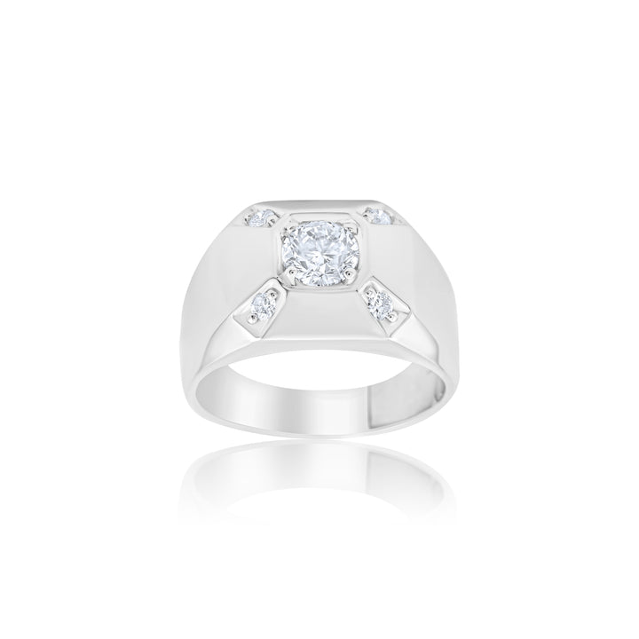 14K White Gold Diamond Men’s Ring 1.06 Ct