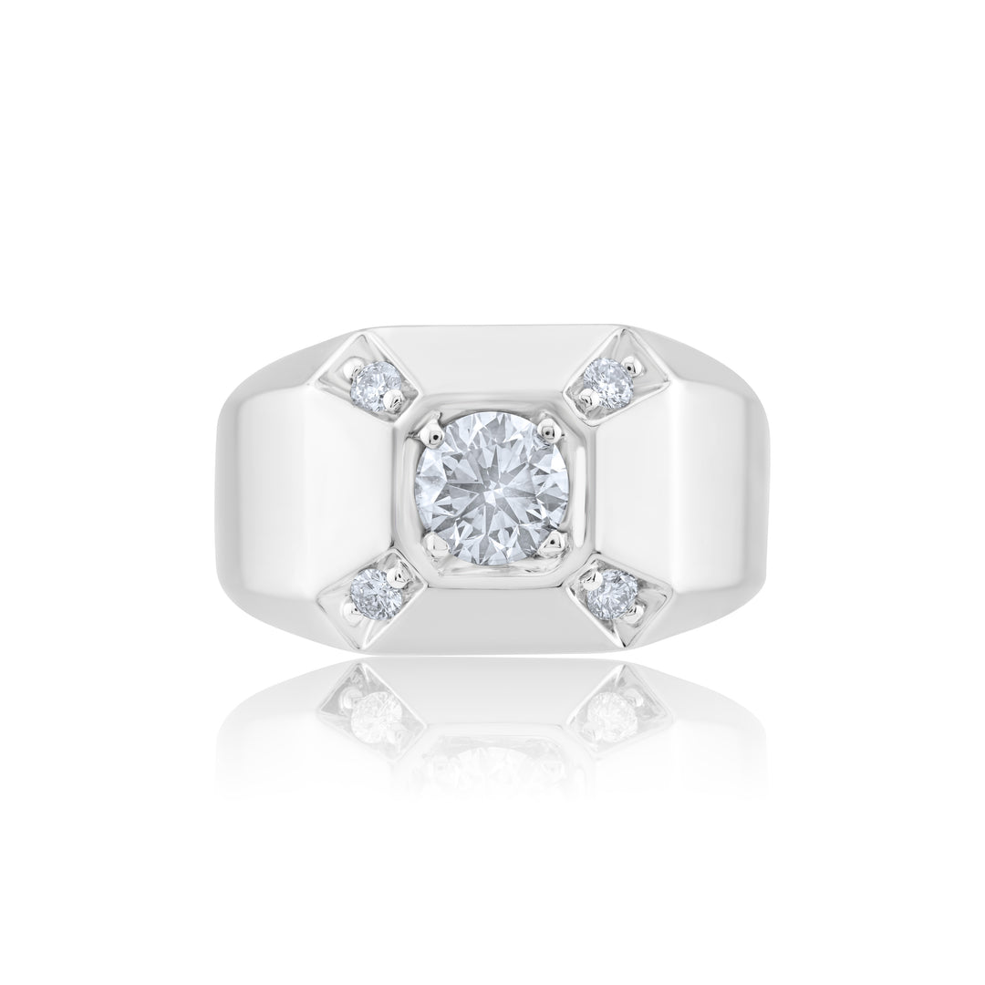 14K White Gold Diamond Men’s Ring 1.06 Ct