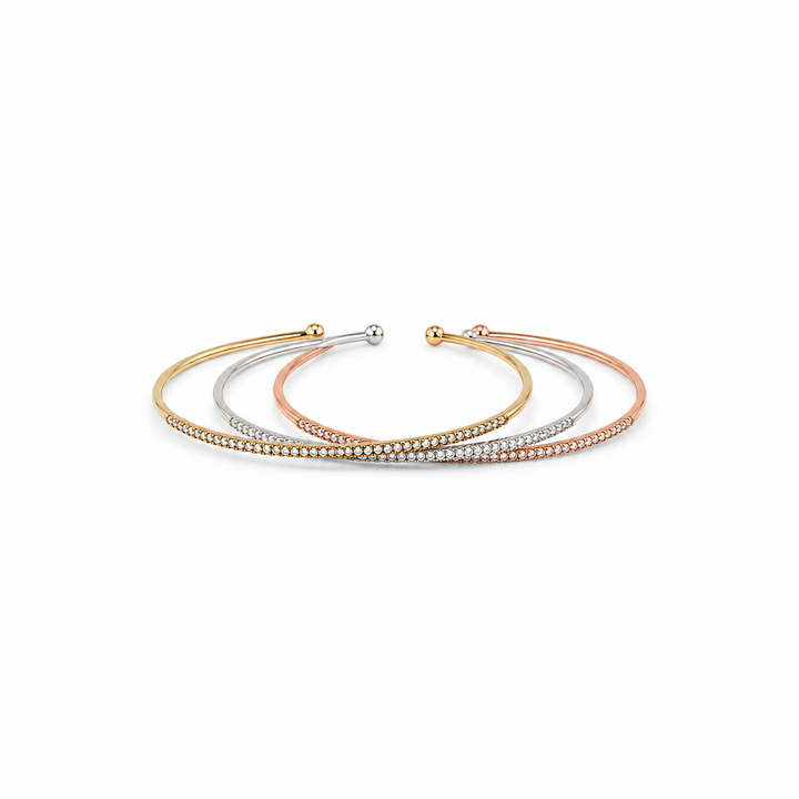 14K Yellow Gold Diamond Cuff Bracelet ~ 1/6 Ct