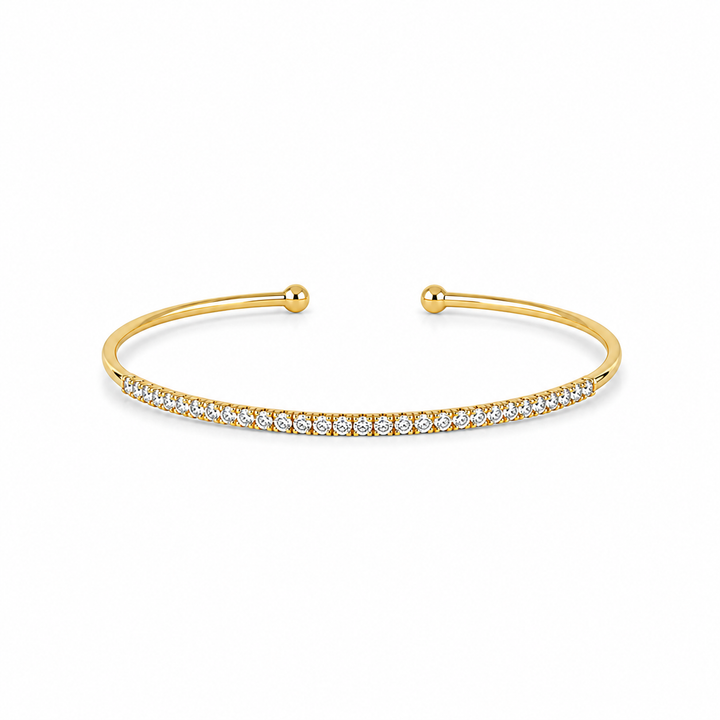 14K Yellow Gold Diamond Cuff Bracelet ~ 1/6 Ct