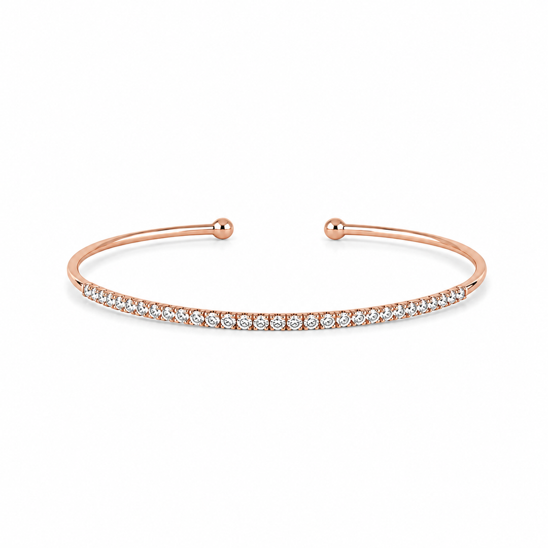 14K Rose Gold Diamond Cuff Bracelet ~ 1/6 Ct
