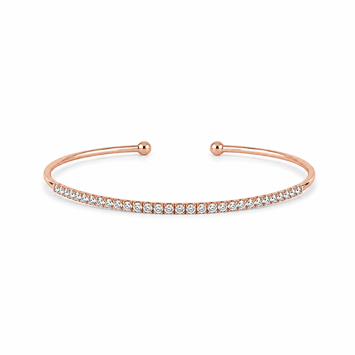 14K Rose Gold Diamond Cuff Bracelet ~ 1/6 Ct