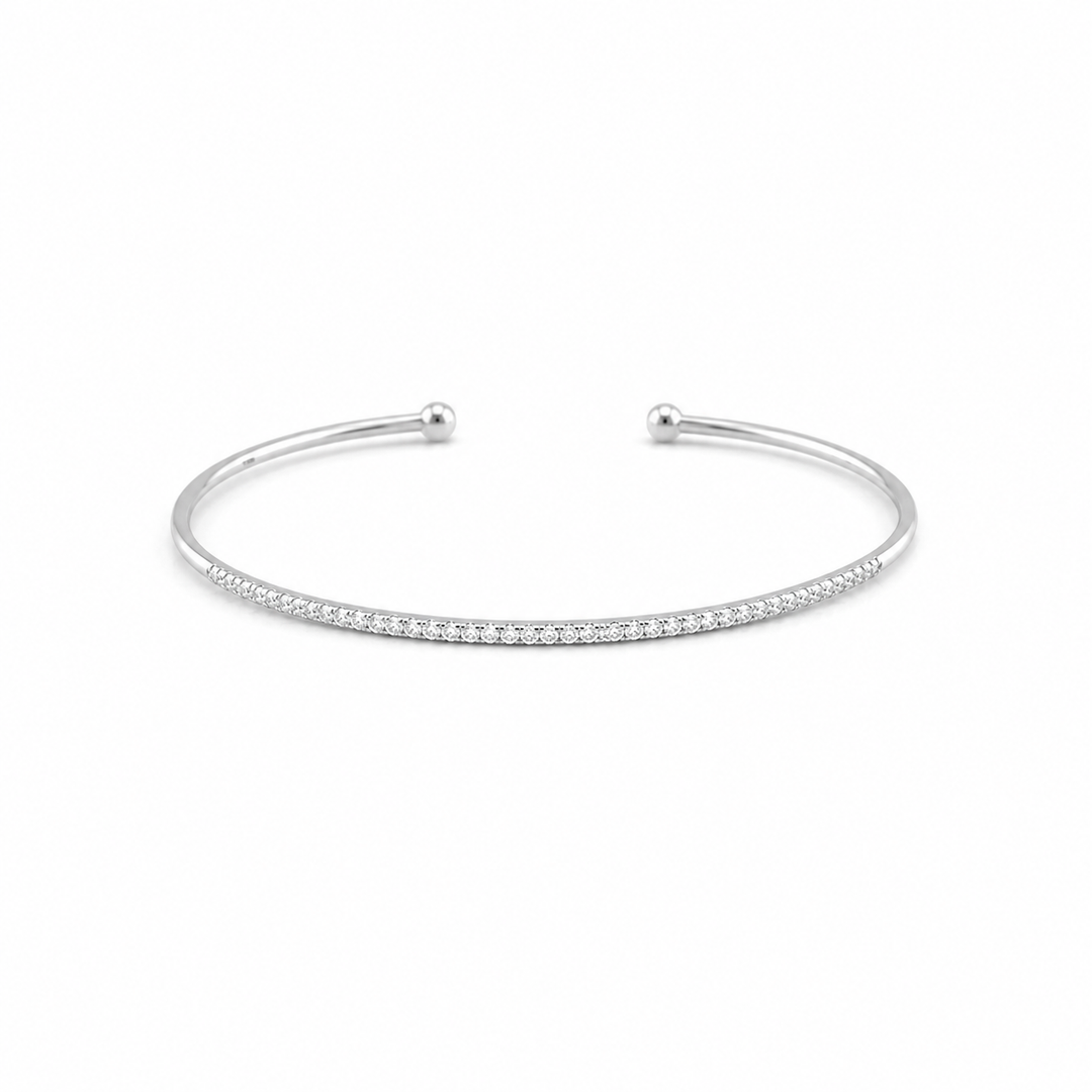 14K White Gold Diamond Cuff Bracelet ~ 1/6 Ct