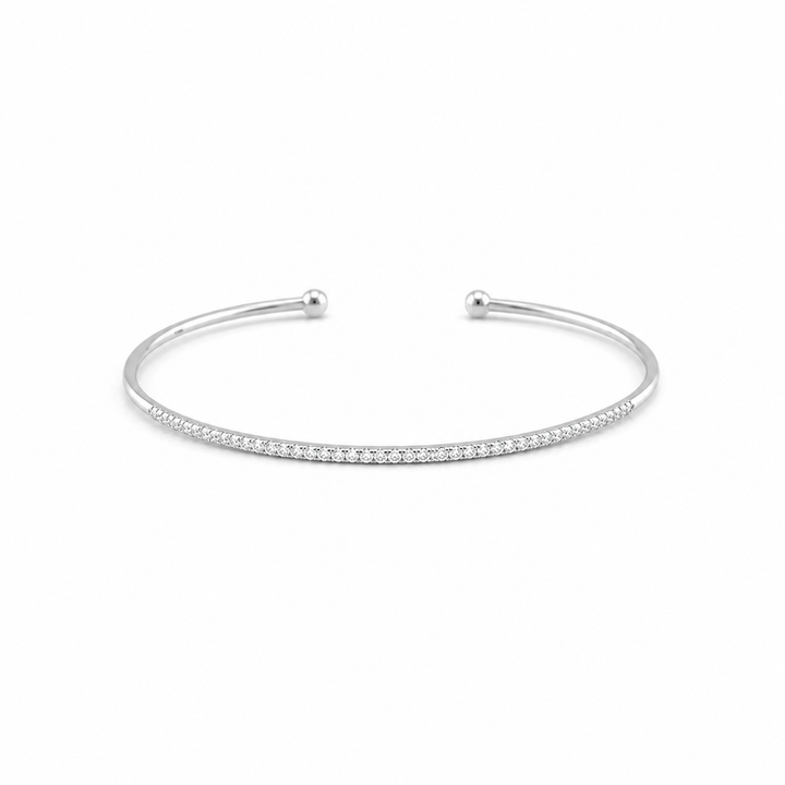 14K White Gold Diamond Cuff Bracelet ~ 1/6 Ct