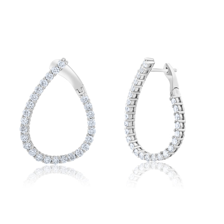 14K White Gold Diamond Scalloped Earrings ~ 2 ½ Ct