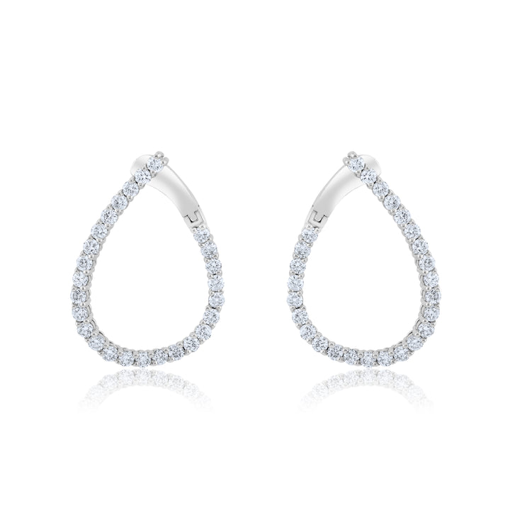 14K White Gold Diamond Scalloped Earrings ~ 2 ½ Ct