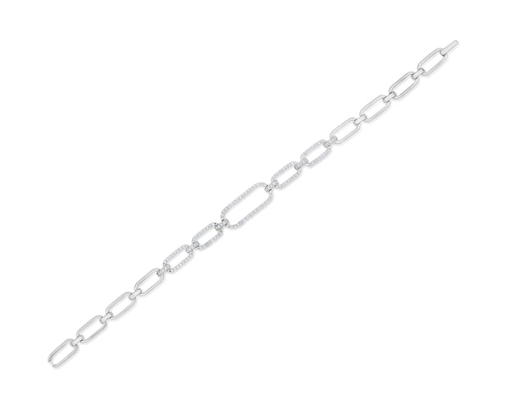 14K White Gold Diamond Link Bracelet 1.04 Ct