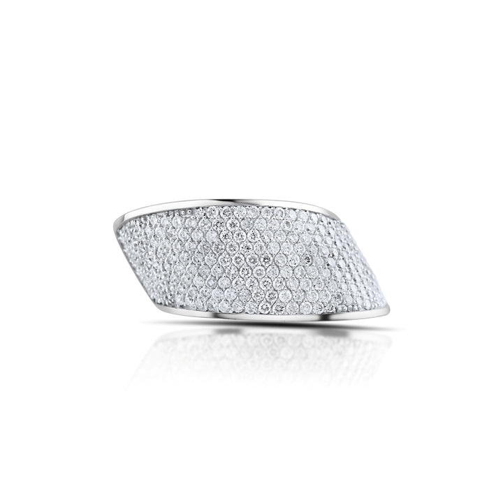 14K White Gold Diamond Statement Dome Ring ~ 2 2/3 Ct