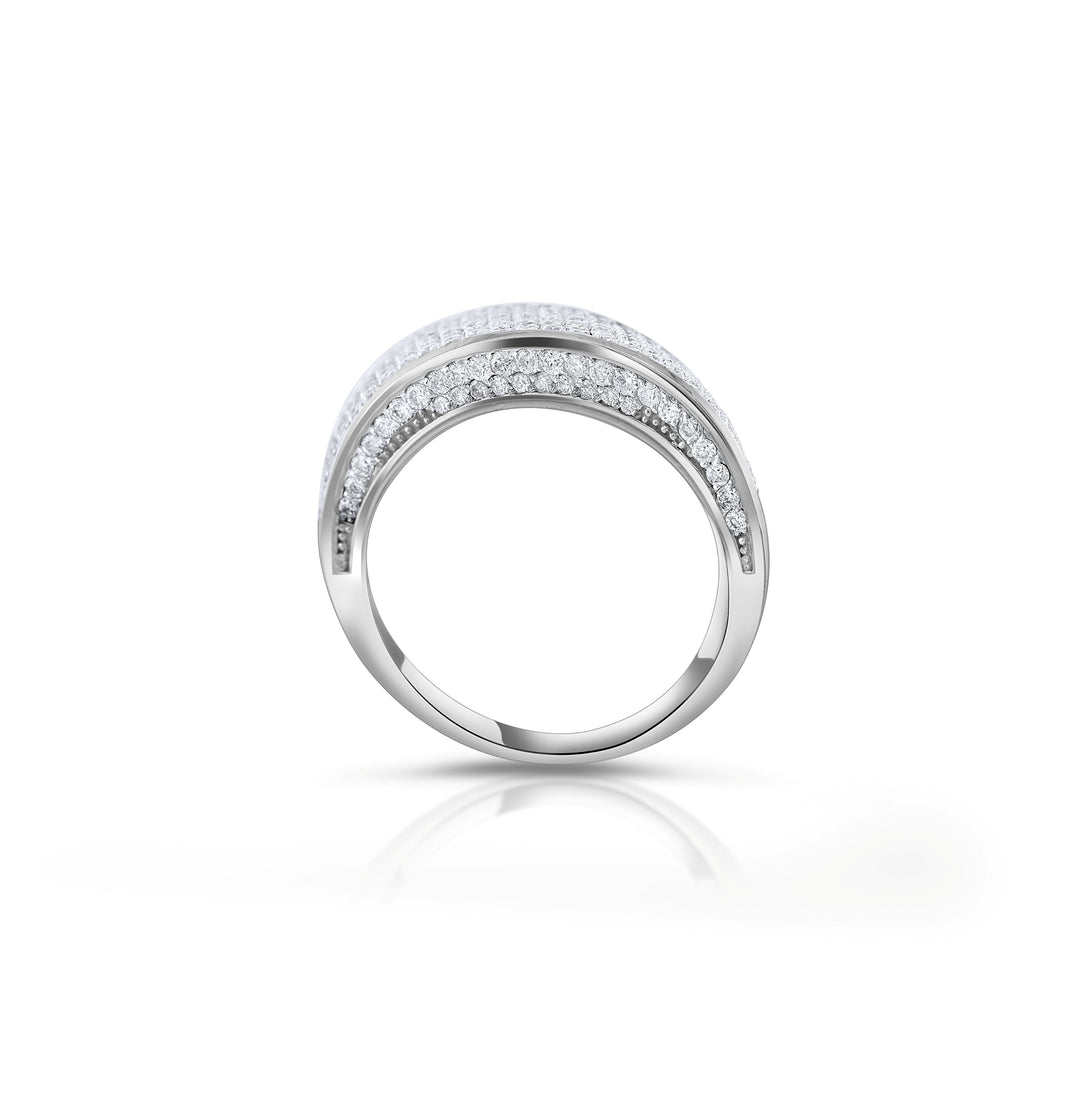 14K White Gold Diamond Statement Dome Ring ~ 2 2/3 Ct