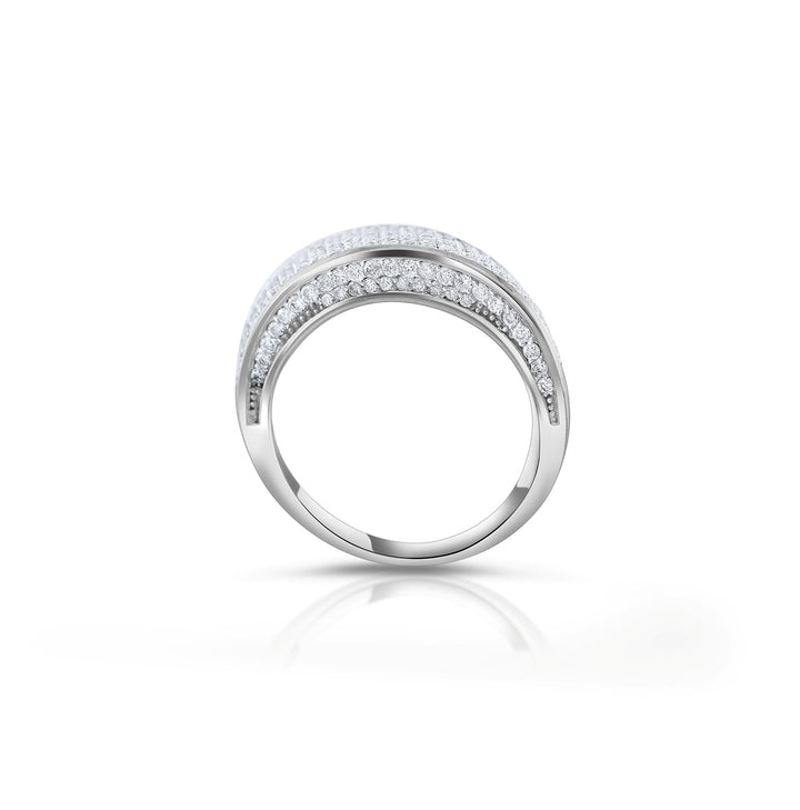 14K White Gold Diamond Statement Dome Ring ~ 2 2/3 Ct