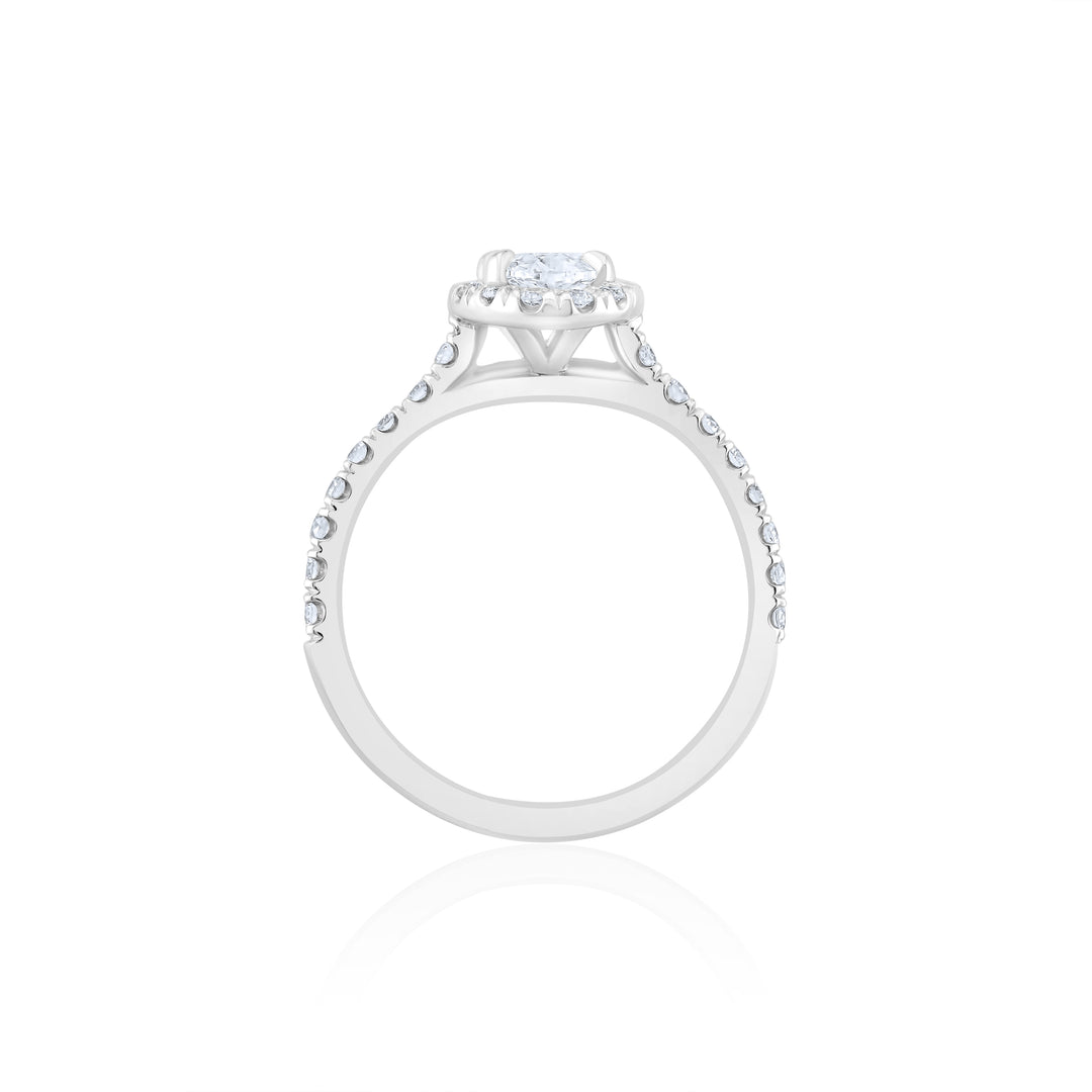 14K White Gold Halo Oval Cut Diamond Engagement Ring 1 1/3 Ct