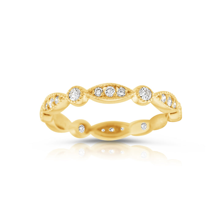 14K Yellow Gold Diamond Fashion Stackable Band 1/3 Ct