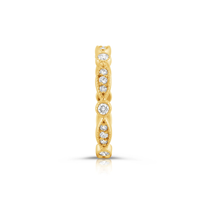 14K Yellow Gold Diamond Fashion Stackable Band 1/3 Ct