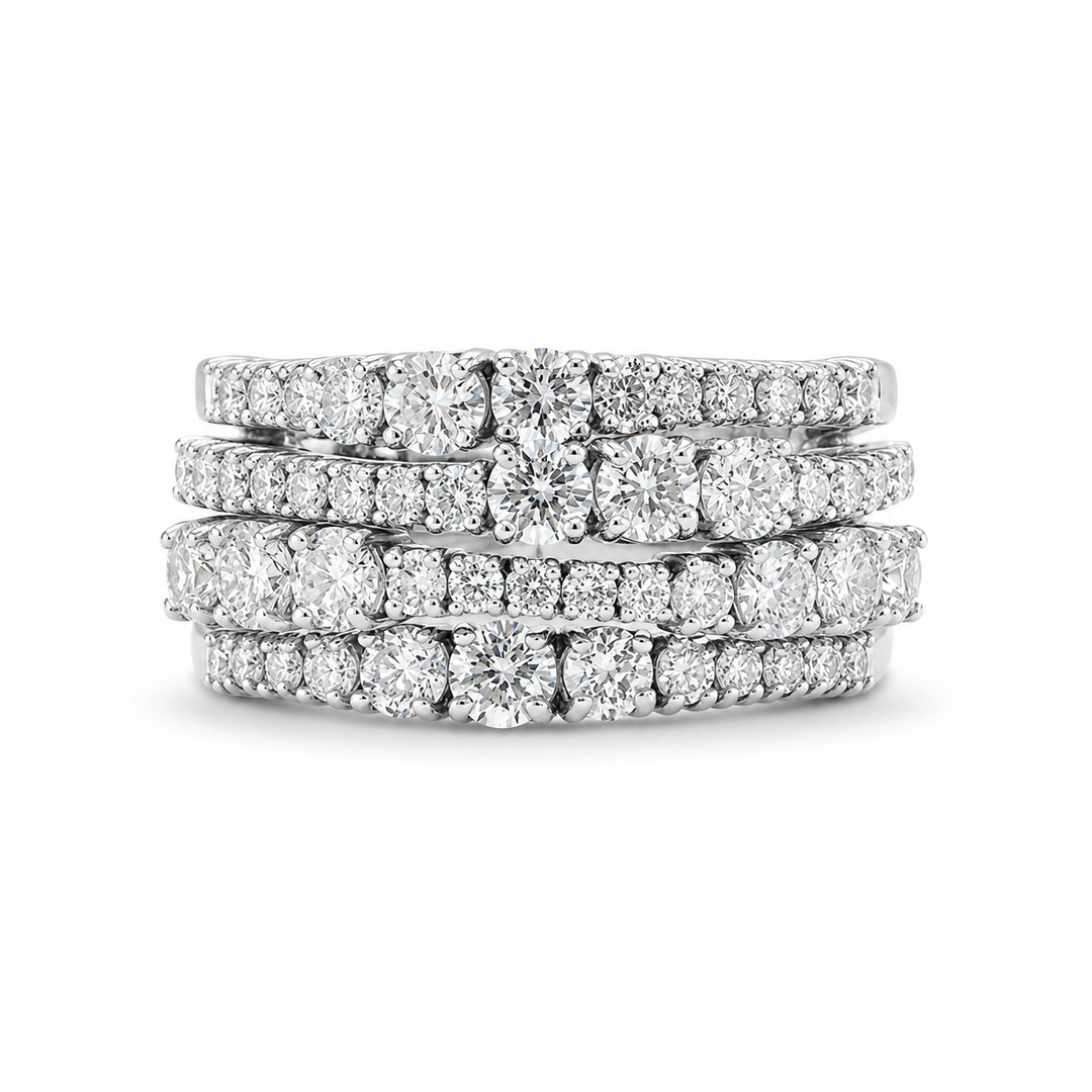 14K White Gold Diamond Anniversary Ring 1 ½ Ct
