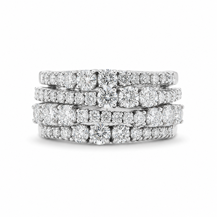 14K White Gold Diamond Anniversary Ring 1 ½ Ct