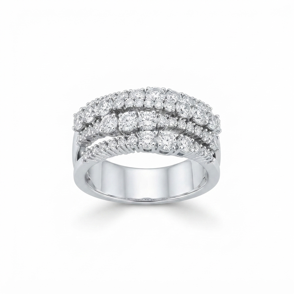 14K White Gold Diamond Anniversary Ring 1 ½ Ct