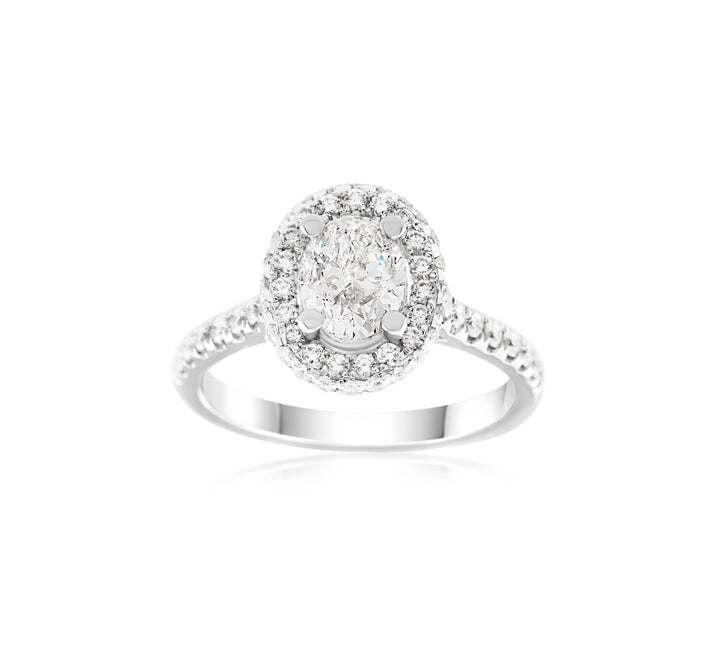14K White Gold Diamond Halo Engagement Ring 1 2/3 Ct