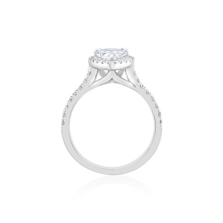 14K White Gold Pear Shaped Diamond Halo Engagement Ring ~ 1 2/3 Ct