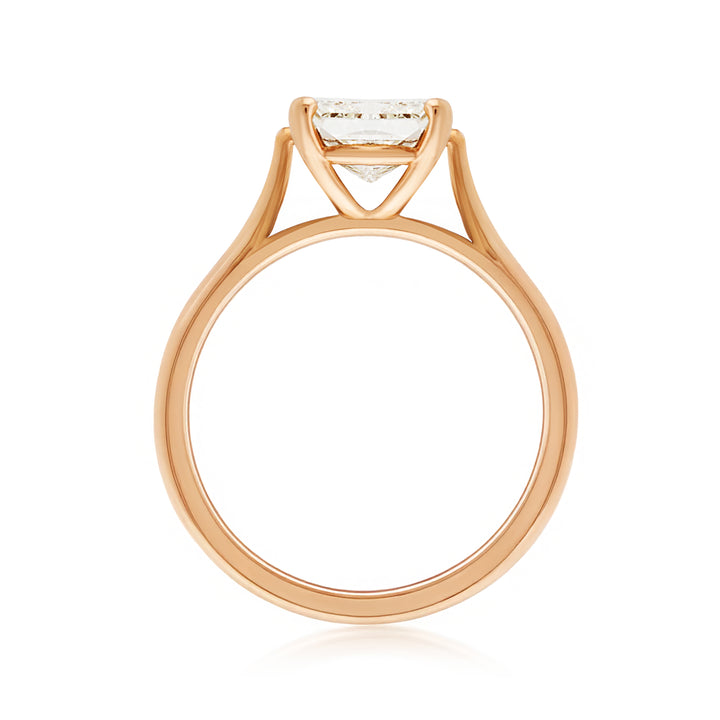 14K Rose Gold Square Cut Diamond Solitaire 1.71 Ct