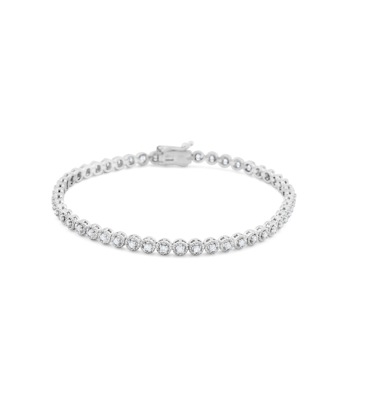14K White Gold Diamond Tennis Bracelet ~ 1 Ct