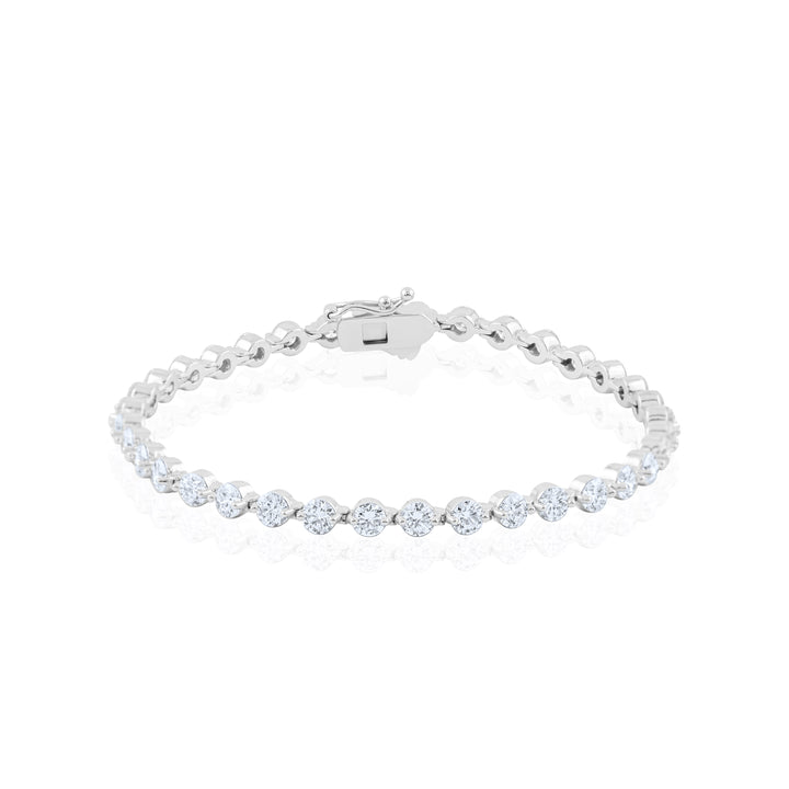 14K White Gold Lab Diamond Tennis Bracelet 6.18 Ct