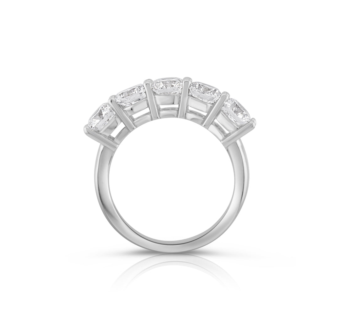 14K White Gold Lab Diamond Five-Stone Wedding Band 2 ½ Ct