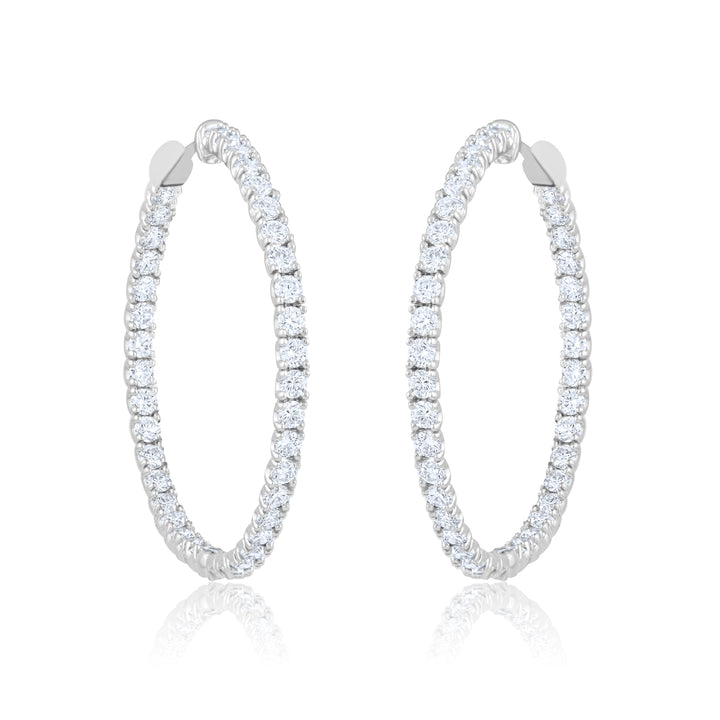 14K White Gold Lab Diamond Inside-Out Infinity Hoop Earrings ~ 8 Ct