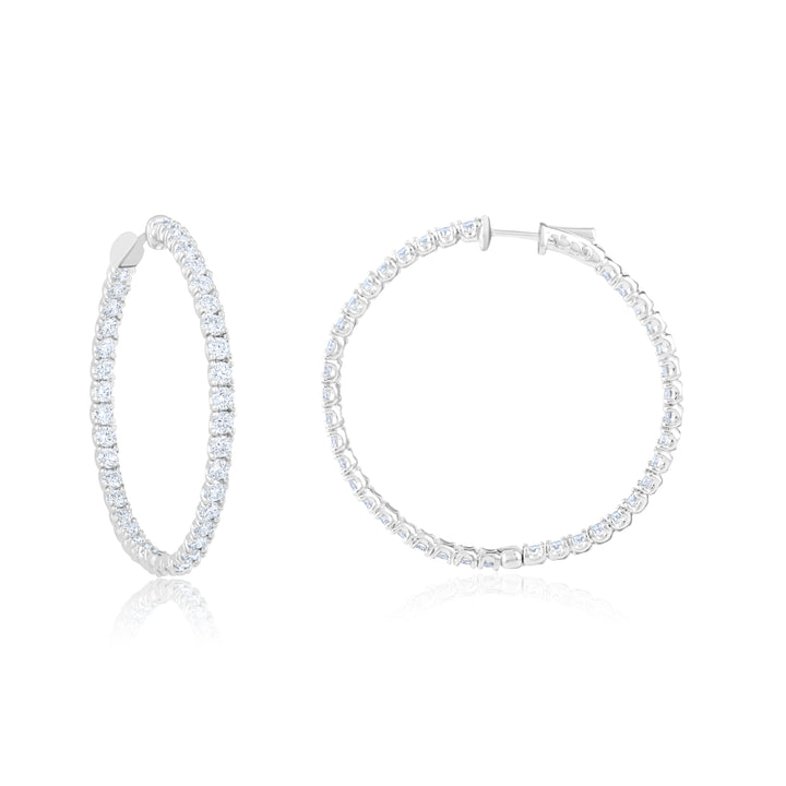 14K White Gold Lab Diamond Inside-Out Infinity Hoop Earrings ~ 8 Ct