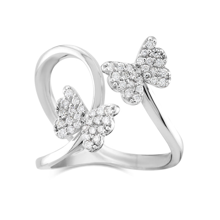 14K White Gold Diamond Butterfly Bypass Ring ½ Ct