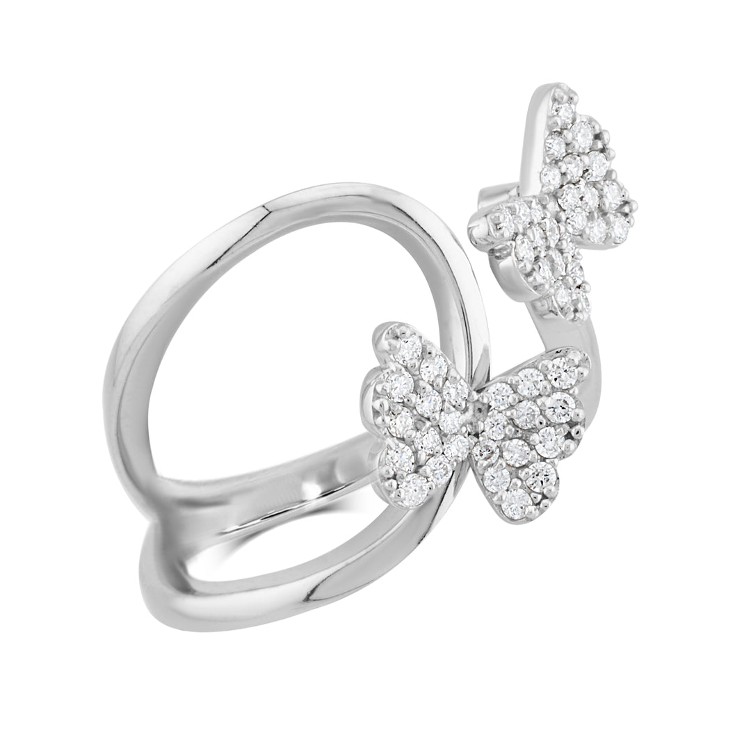 14K White Gold Diamond Butterfly Bypass Ring ½ Ct