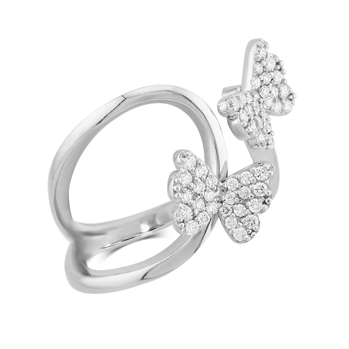 14K White Gold Diamond Butterfly Bypass Ring ½ Ct