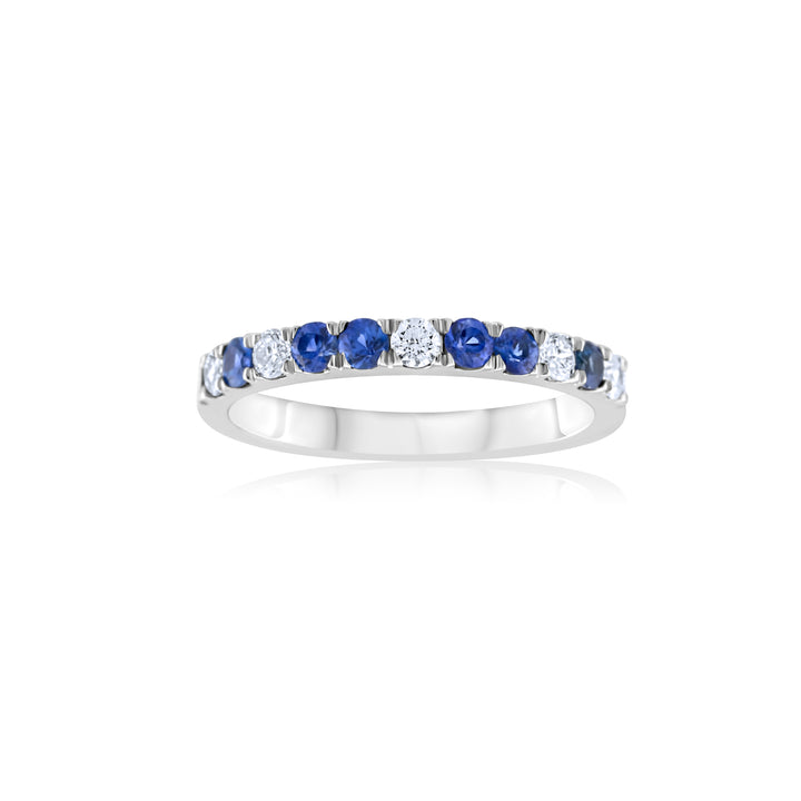 14K White Gold Diamond & Sapphire Band ~ ½ Ct