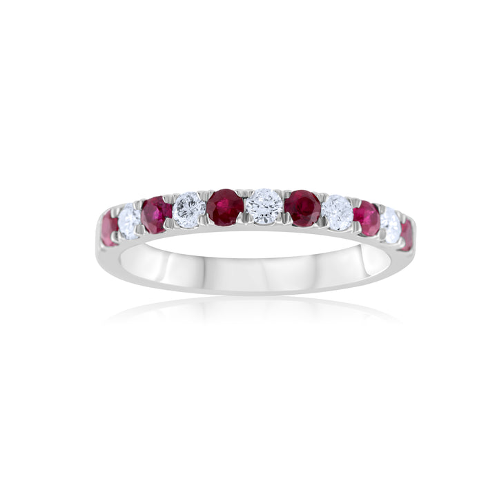 14K White Gold Diamond & Ruby Band ~ ½ Ct